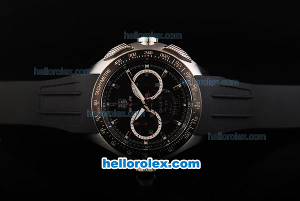 Tag Heuer Mercedes-Benz SLR Calibre 17 Swiss Valjoux 7750 Automatic Movement Black Bezel with Black Dial and Silver Stick Markers - Click Image to Close